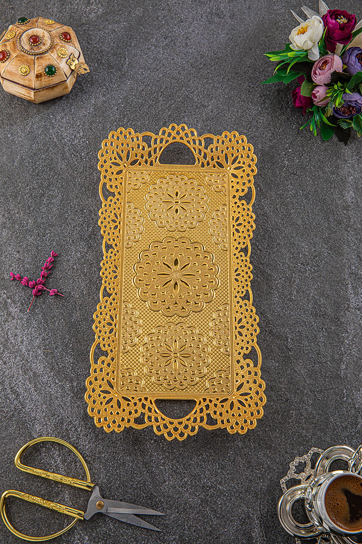 2 KİŞİLİK DANTEL DİKDÖRTGEN TEPSİ