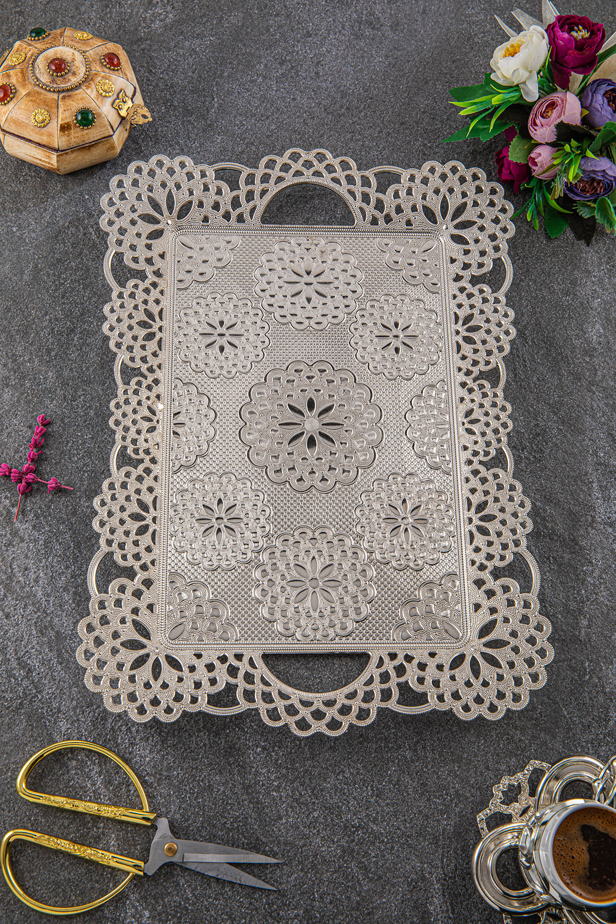 DANTEL DİKDÖRTGEN TEPSİ (25X39)